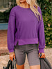 Solid Color Raw Seam Patchwork Ribbed Drop Shoulder Sweatshirt test