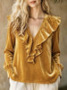 Full Size Velvet Ruffle V-Neck Blouse Plus Size test