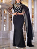 Rhinestone Slit Maxi Dress with Sheer Cape Sleeves test