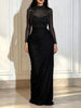 Rhinestone Mock Neck Ruched Maxi Dress test