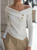 Off-Shoulder Button Decor Blouse test