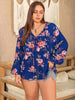 Plus Size Printed Tie Neck Balloon Sleeve Blouse test