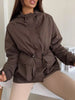 Drawstring Waist Hooded Windbreaker Outerwear test