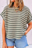 Stripe Textured Side Slit Crew Neck T-Shirt test