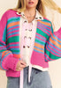Contrast Striped Open Front Long Sleeve Cardigan test