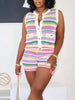Striped Crochet Knit Top and Shorts Set test