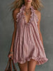 Full Size Ruffled Trim Halter Neck Mini Dress Plus Size test