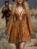 Printed V-Neck Flare Sleeve Dress test