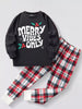 Children's Christmas Round Neck Top and Plaid Pants Set test