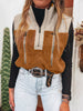 Color Block Plush Patchwork Zipper Stand Neck Vest Coat test