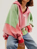 High-Low Exposed Seam Contrast Long Sleeve Sweatshirt test
