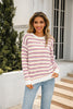 Angel Wings Striped Round Neck Dropped Shoulder Knit Top test
