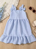 Children's Bowknot Decor Ruffle Hem Sleeveless Dress test