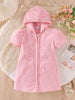 Children's Hooded Puff Sleeve Shell Textured Jacket test