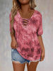 Tie Dye Lace-Up V-Neck Casual T-Shirt test