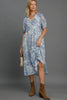 Umgee Full Size Printed Puff Short Sleeve Midi Dress Plus Size test