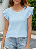 Plaid Ruffled Round Neck Cap Sleeve T-Shirt test