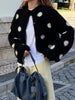 Polka Dot Fuzzy Knit Button-Up Cardigan test