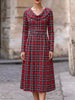 Vintage Plaid Long Sleeve Midi Dress test