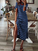 Full Size Striped V-Neck Midi Dress with Side Slit Plus Size test