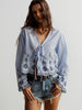 Floral Embroidered Tie-Front Blouse test