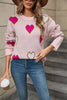 Angel Wings Contrast Heart Round Neck Long Sleeve Sweater test