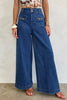 Hardware Decor Patched Pockets Wide Leg Jeans test
