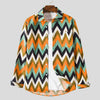 Men's Plus Size Geometric Chevron Pattern Long Sleeve Casual Shirt test