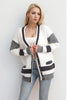 Pocketed Contrast V-Neck Long Sleeve Cardigan test
