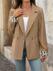 Lapel Collar Leopard Cuff Long Sleeve Blazer test