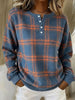 Full Size Plaid Button Detail Long Sleeve Sweatshirt Plus Size test