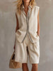 Sleeveless Button Up Top and Shorts Set
