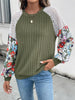 Perfee Printed Round Neck Long Sleeve Knit Top