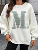 Letter Round Neck Fleece Sweatshirt test