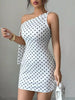 One-Shoulder Polka Dot Bodycon Mini Dress test