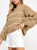 Contrast Detail Textured Knit Puff Sleeve Baggy Sweater test