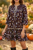 Floral Print Shirred V Neck Shift Dress test