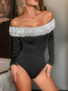 Perfee Sequin Ruffled Off-Shoulder Long Sleeve Bodysuit test