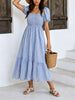 Gingham Smocked Puff Sleeve Midi Dress test