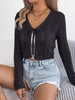 Openwork Tie Front Long Sleeve Cardigan test