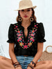 Floral Embroidered Puff Sleeve Blouse test
