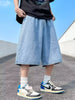 Men's Full Size Vintage Wash Wide-Leg Denim Shorts Plus Size test