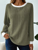 Ribbed Contrast Cuffed Round Neck Long Sleeve T Shirt test