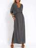 Full Size V-Neck Batwing Sleeve Maxi Dress with Side Slits Plus Size
