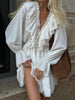 Ruffled V-Neck Long Sleeve Mini Dress test