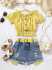 Children's Gingham Top & Denim Shorts Set test