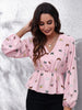 Printed V-Neck Long Sleeve Blouse test