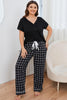 Plus Size V-Neck Top and Plaid Pants Lounge Set test