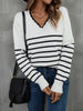 Angel Wings Striped V-Neck Drop Shoulder Sweater test