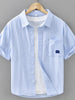 Men's Plus Size Striped Button Up Short Sleeve Shirt test